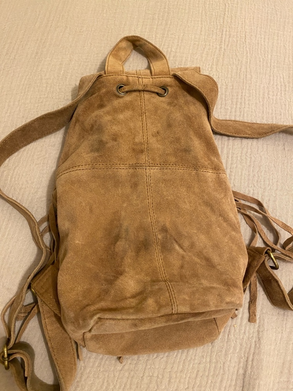FOREVER 21 Suede Fringe Backpack - Tan - Picture 8 of 9